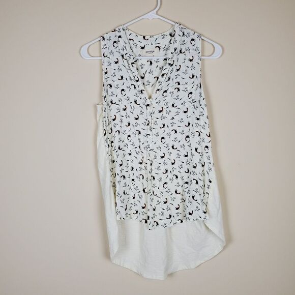 Porridge Anthropologie Bird Print Popover Blouse Size small - Picture 1 of 8